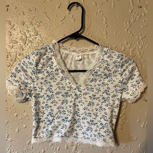 Girls SHEIN Teen White Floral Crop Top (12-13Y)